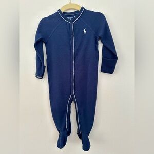 Ralph Lauren Cotton Jersey Footed coverall 9m Navy baby onesie pajama infant